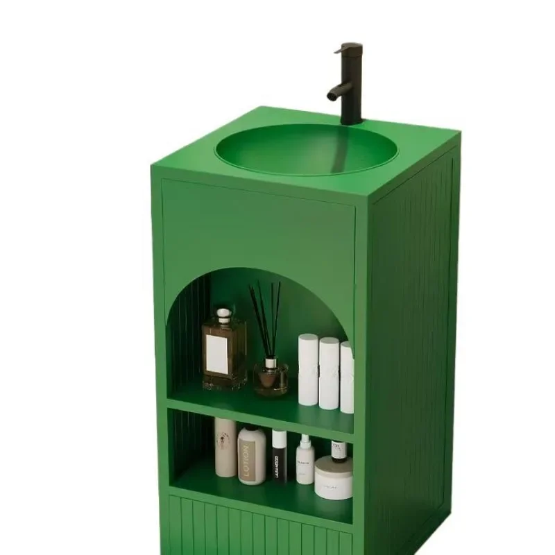 Sink, small retro wash cabinet, integrated sink, barbecue colored column basin