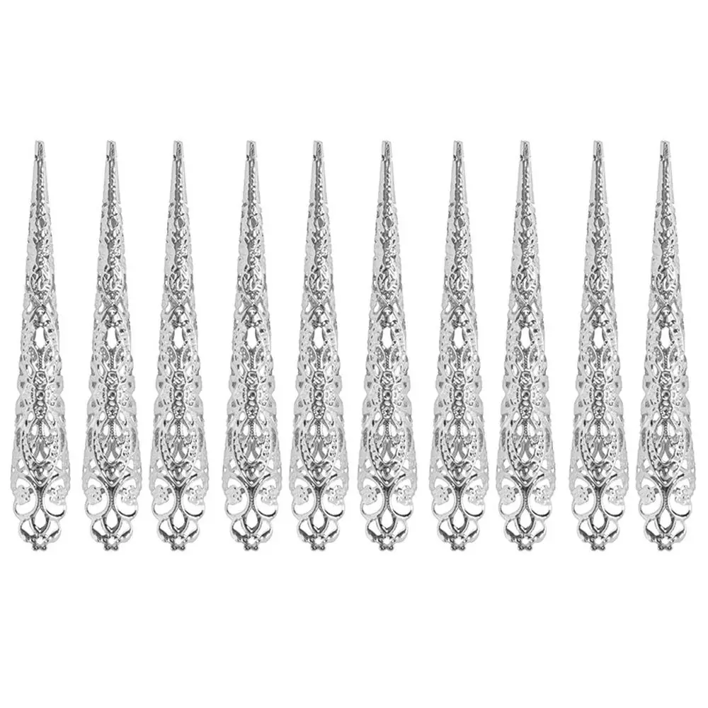 10Pcs Indian Thai Dance Belly Dance Peacock Finger Nail Tip False Nail Dance False Nail Finger Jewelry
