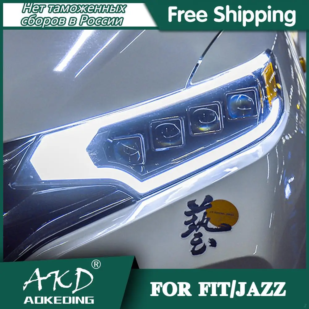 Car For Honda Fit Jazz 2014-2019 Headlights DRL Hella LED Bi Xenon Bulb Fog Lights Car Accessory Head Lamp