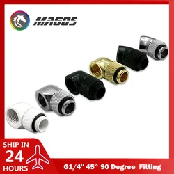 Rotatable Angled Adapter Fitting 45° 90 Degree Elbow, 360 Rotate Hand Compression G1/4'' 4 Colors