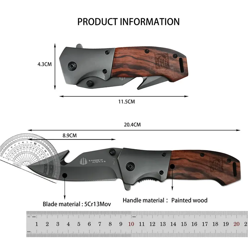 FA06 folding knife, colorwood handle 5Cr13Mov handle outdoor cutting knife, camping Survival Tactics Hunting EDC pocket knife