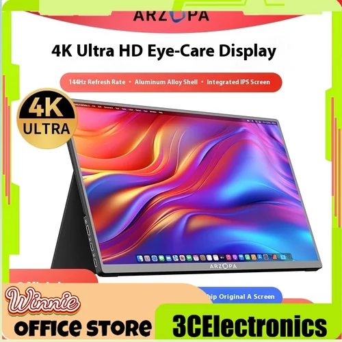 Imagen 1 del producto ARZOPA monitor portátil 4k144hz pantalla secundaria portátil pantalla extendida con pantalla externa audio y vídeo entretenimiento de oficina