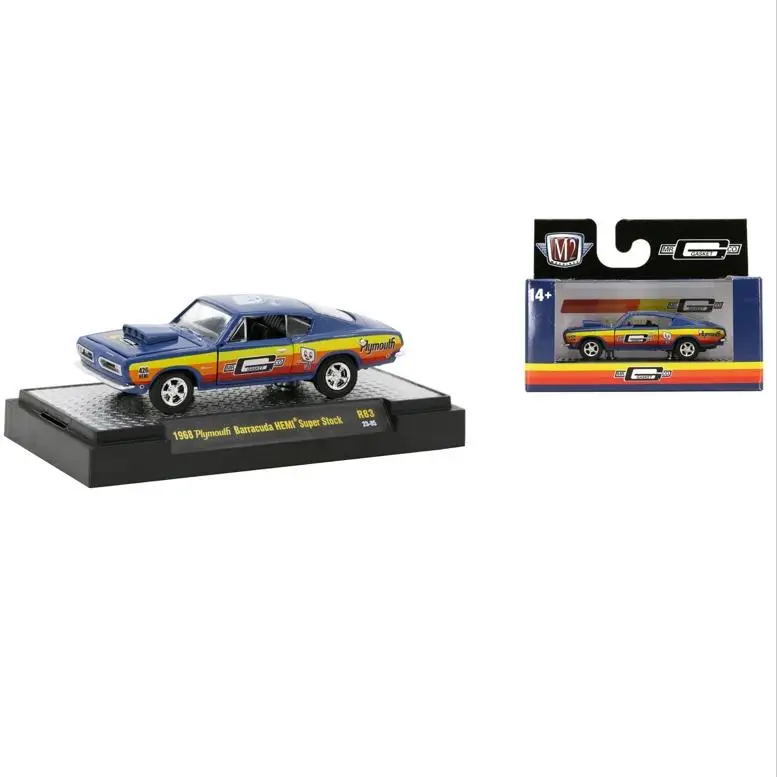 M2 machines 1/64 1968 Plymouth Barracuda HEMI Super Voorraad gegoten legering model auto collectie display kind gift