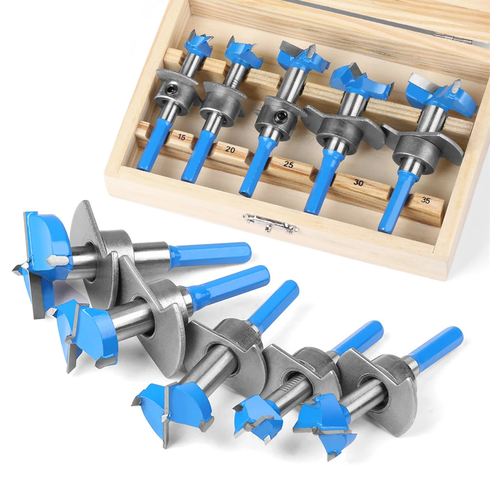 

5 шт., шарнир с шестигранным хвостовиком, набор сверл Форстнера, зенковка, 15-35 мм, диаметр резки, открывалка для отверстий, резак для отверстий
