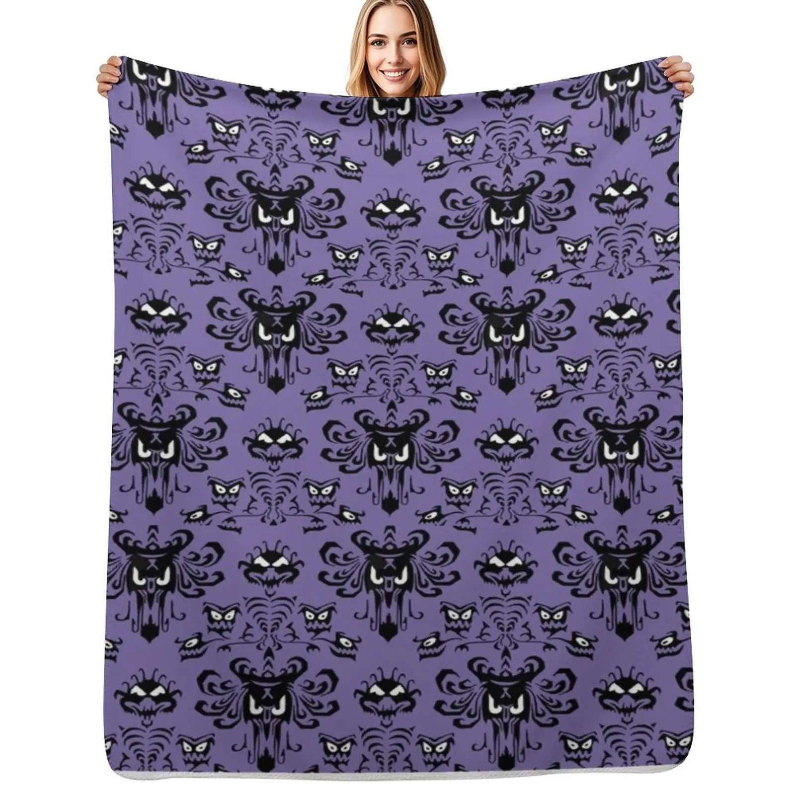 

Purple Haunted Mansion Wallpaper Throw Blanket Personalized Gift Bed linens Polar Decoratives Blanket