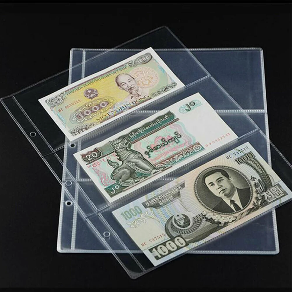 Accessory Paper Money Album Banknotes Binder Clear Collection 10Pcs Transparent Accessories Folders Holder PVC Page