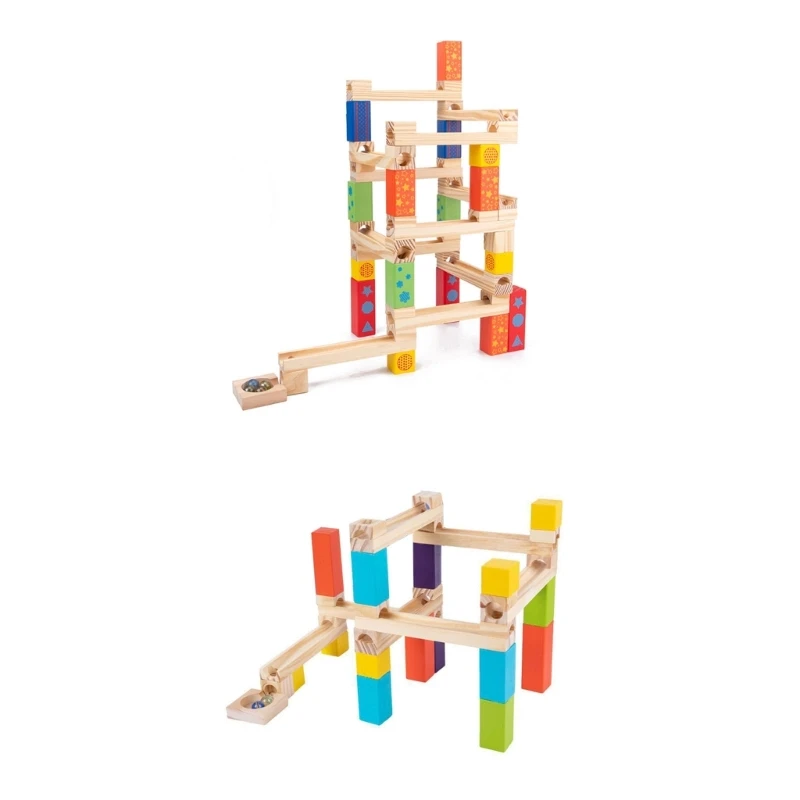 

Wooden DIY Race Track Game Marble Runs Toy Bead Adventure Toy for Kids