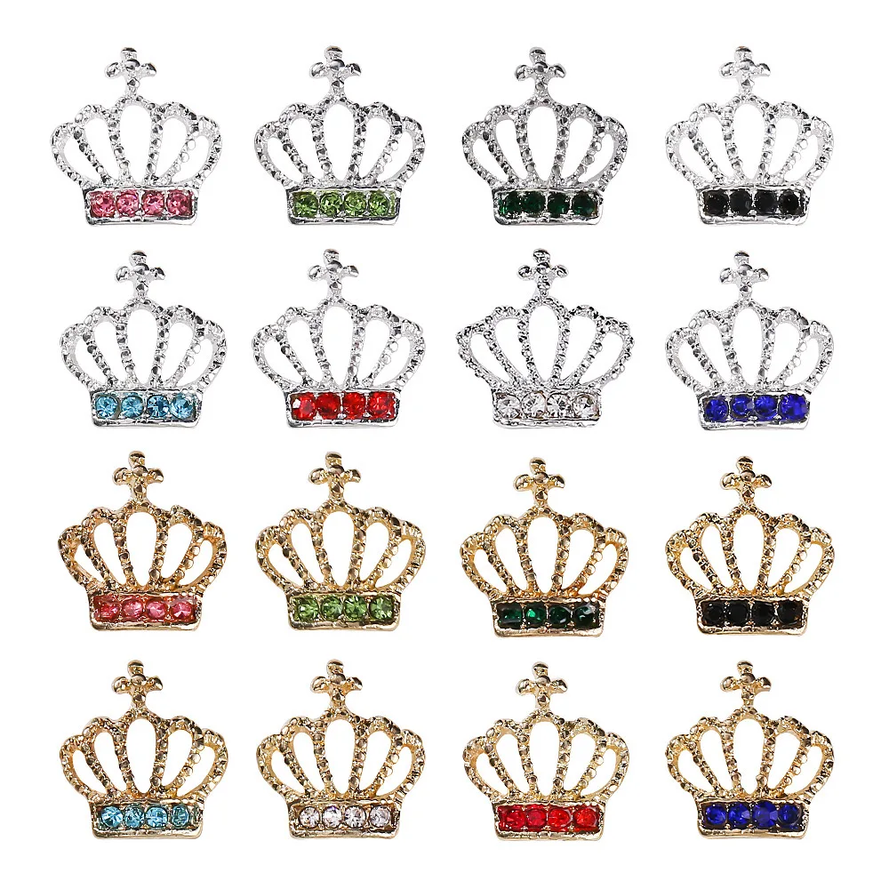 10 pz/borsa Luxury Metal Crown Nail Charms oro argento Nails Art Jewelry decorazione accessori per Manicure fai da te miglioramento delle unghie