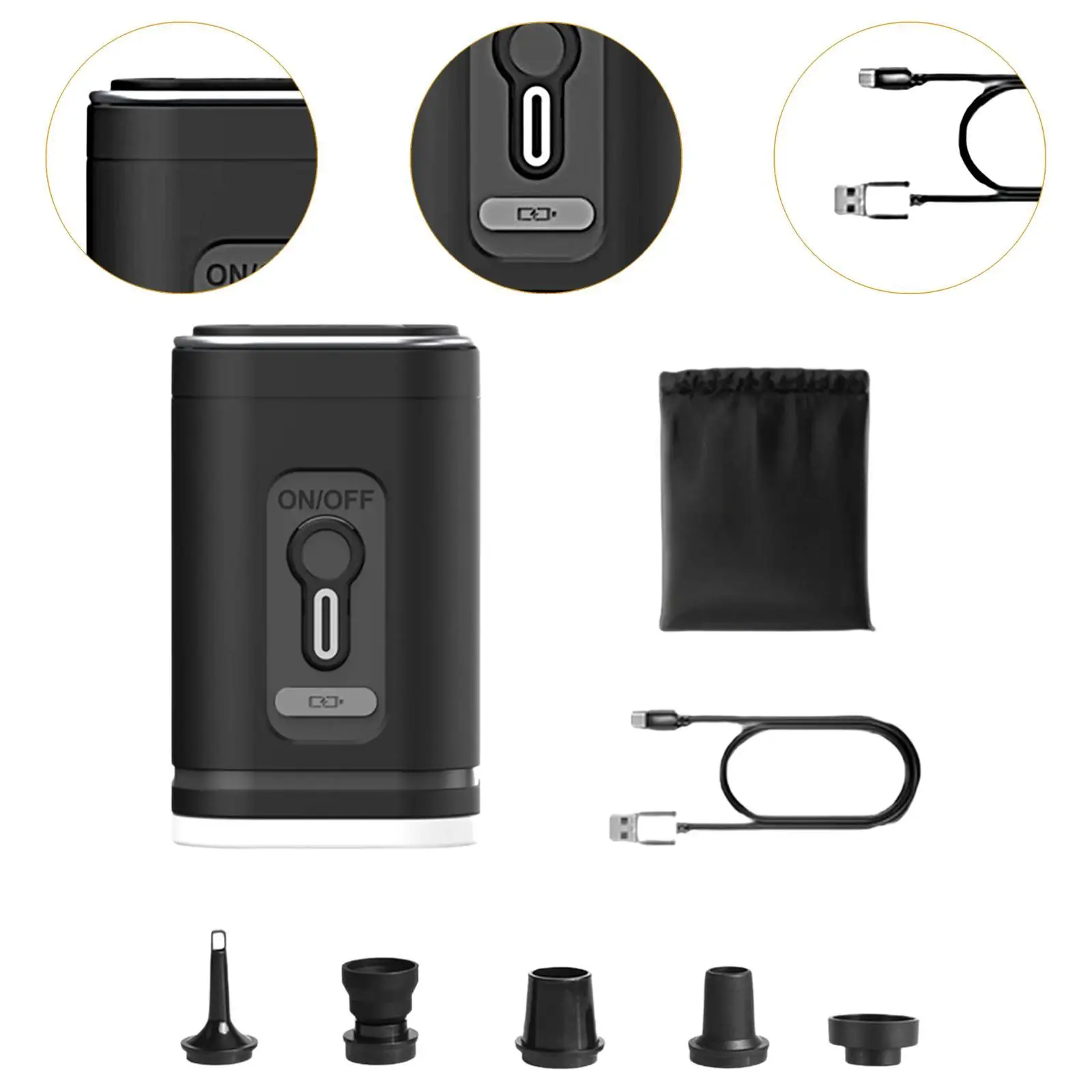 

Mini Electric Air Pump Tent Light USB Air Compressor Inflate and Deflate Air
