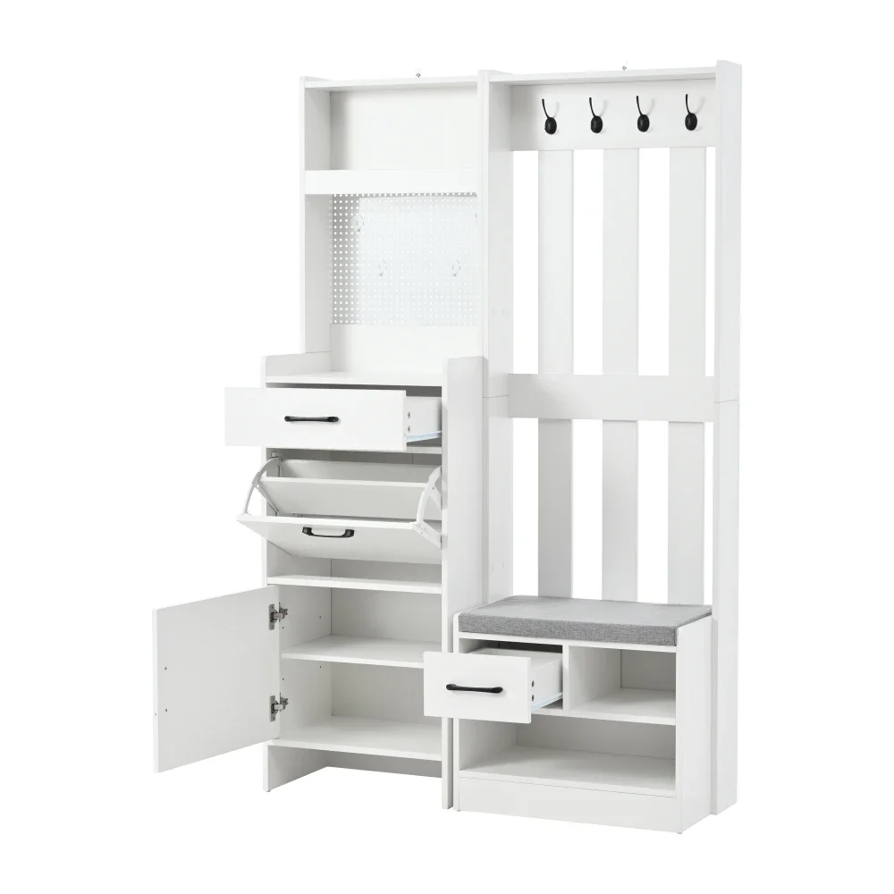Boden-Kleiderständer, Kleiderständer, Kleiderständer, Bücherregal, 7-in-1-Kleiderständer mit Schuhbank, freistehend, Kleiderständer – Detail 18