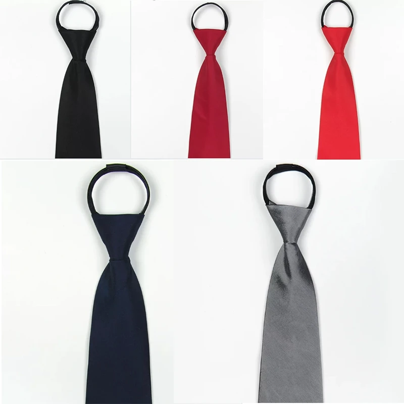 Corbata Clásica de Color Sólido de 10 cm de Ancho con Cierre de Cremallera, Negra, Roja, Rojo Oscuro, Azul Marino, Gris, Corbata para Banquete y Fiesta para Hombre
