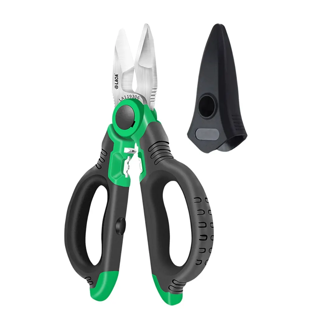 LAOA Electrician Scissors 6/7/8 Inch Wire Stripper Wire Cutter Crimpper Open Handle Stainless Shears Cable Cutting Crimping Tool