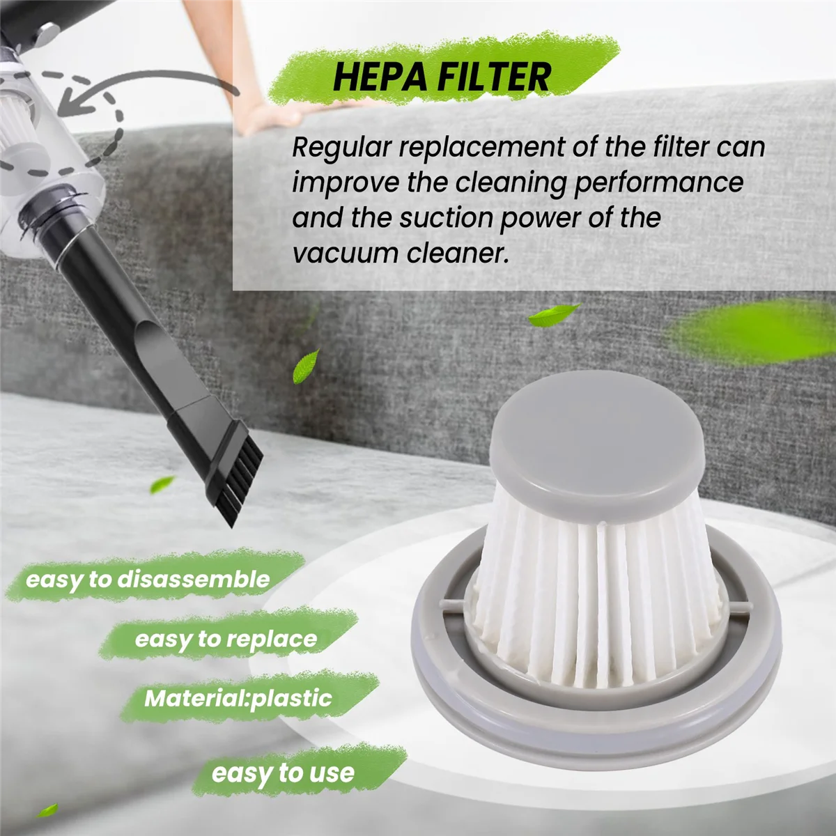 L65A 6PCS HEPA Filter for XIAOMI MIJIA Handy Vacuum Cleaner Home Car Mini Wireless Washable Filter Spare Parts Accessories