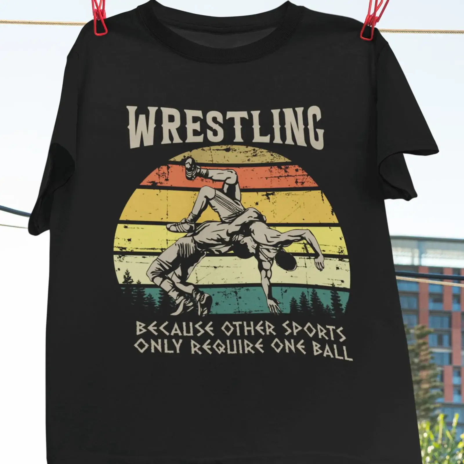 Vintage Wrestling Funny Quote T Shirt Because Other Sports Only Require One Ball Casual For Wrestler Lover vintage Washed