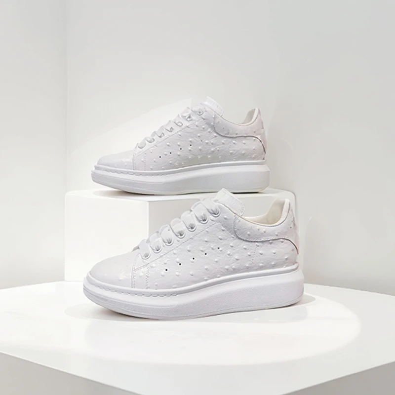 

Lovers Leather Platform Sneakers Women Cowhide Lace-up Business Men Casual Daily Shoes Flats Unisex Running Handmade