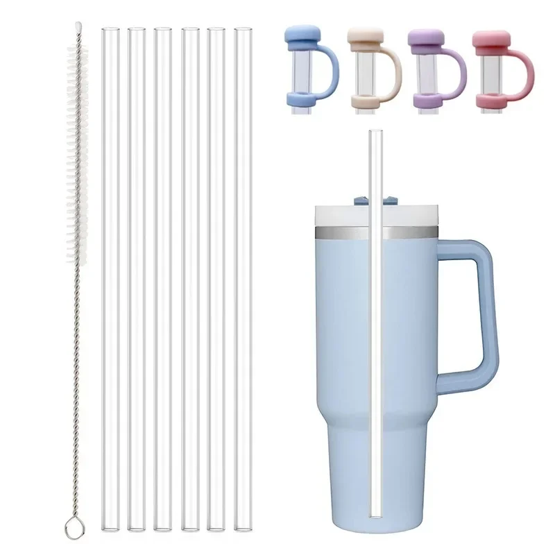 

Reusable Straw with Cleaning Brush for 20oz/30oz/40oz Stanley Cup, Silicone Clear Straw, Water Bottle Accessories with Straw Cap