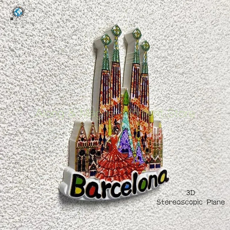 1pc, Cathedral Tourist Souvenir Dancer Architecture 3D Decorative Painted Fridge Magnet