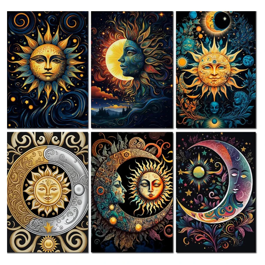 5D DIY Diamond Painting Kit Sun And Moon Spiritual Full Square Round Embroidery Yin Yang Mosaic Jewelry Cross stitch Decor Gift