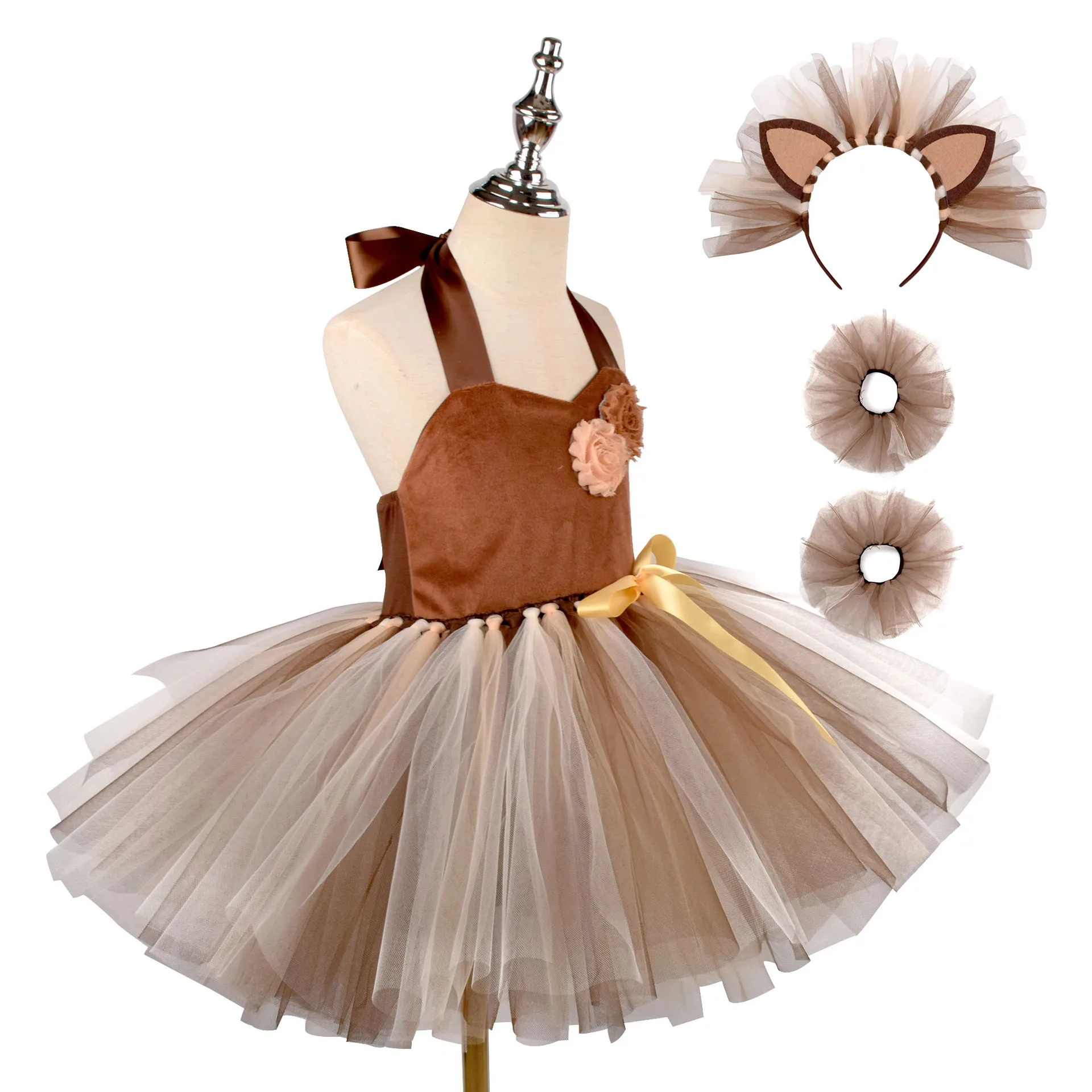 Girls Lion Role Play Dress Set Jungle Theme Party Costumes Halloween Children's day show Girls tutu dress