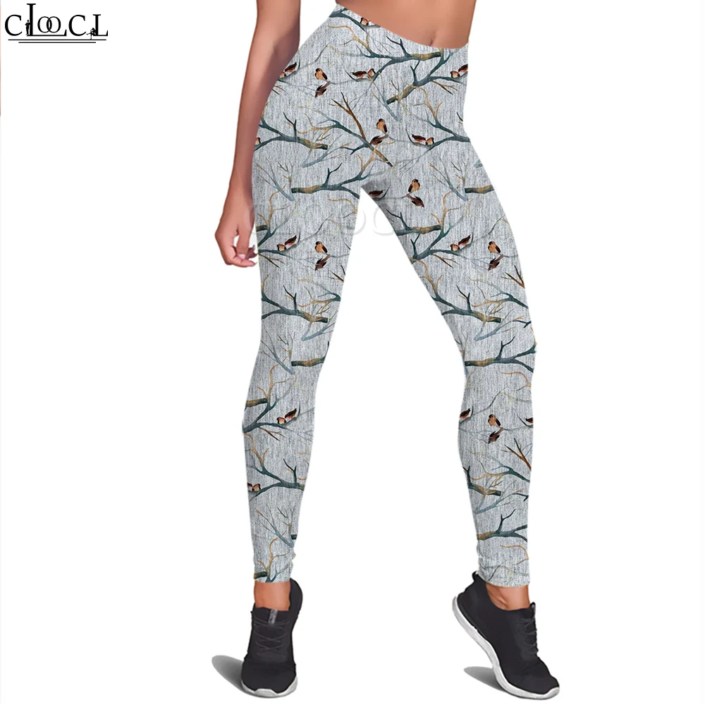 

CLOOCL Women Legging Ancient Flower and Bird Pattern 3D Legging Fashion Female Pants for Yoga Trousers Sport Leggings Women