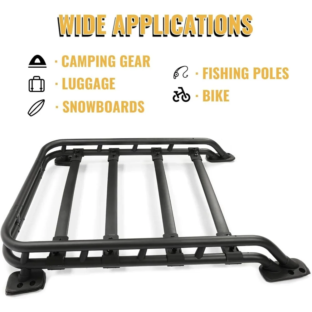 سلة حامل السقف متوافقة مع 2010-2023 Toyota 4Runner Sport Utility 4-Door، رفوف البضائع على السطح، حامل الحقائب، قضبان إضافية