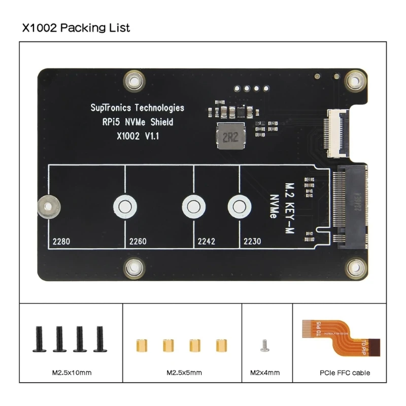 

X1002 Board Upgraded for Pi 5 8GB/4GB/2GB/1GB Development Board X1002 PCIe M.2 NVMe Board Bottom HAT