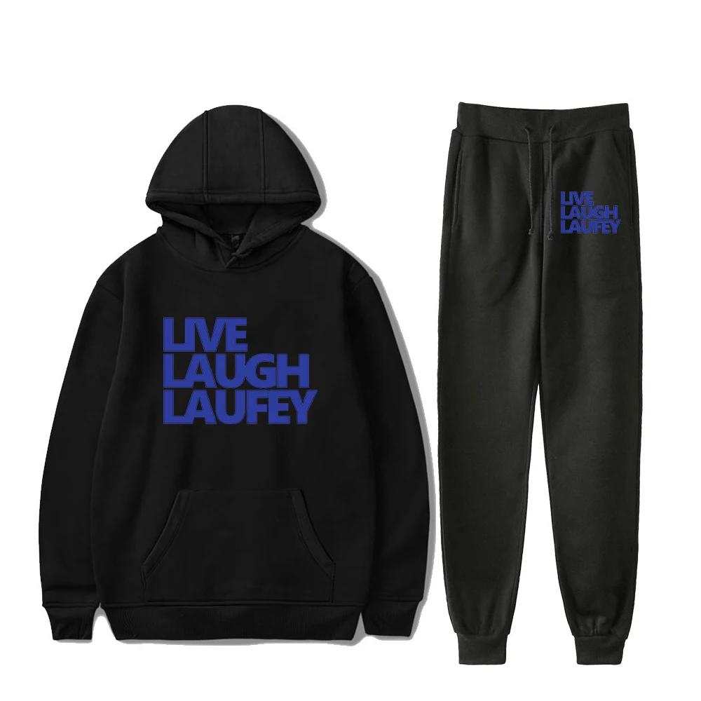 Laufey Merch Live Laugh Laufey Sudadera con capucha pantalones para correr conjunto de dos piezas sudaderas + pantalones de chándal 2023 nueva moda conjunto para hombres y mujeres