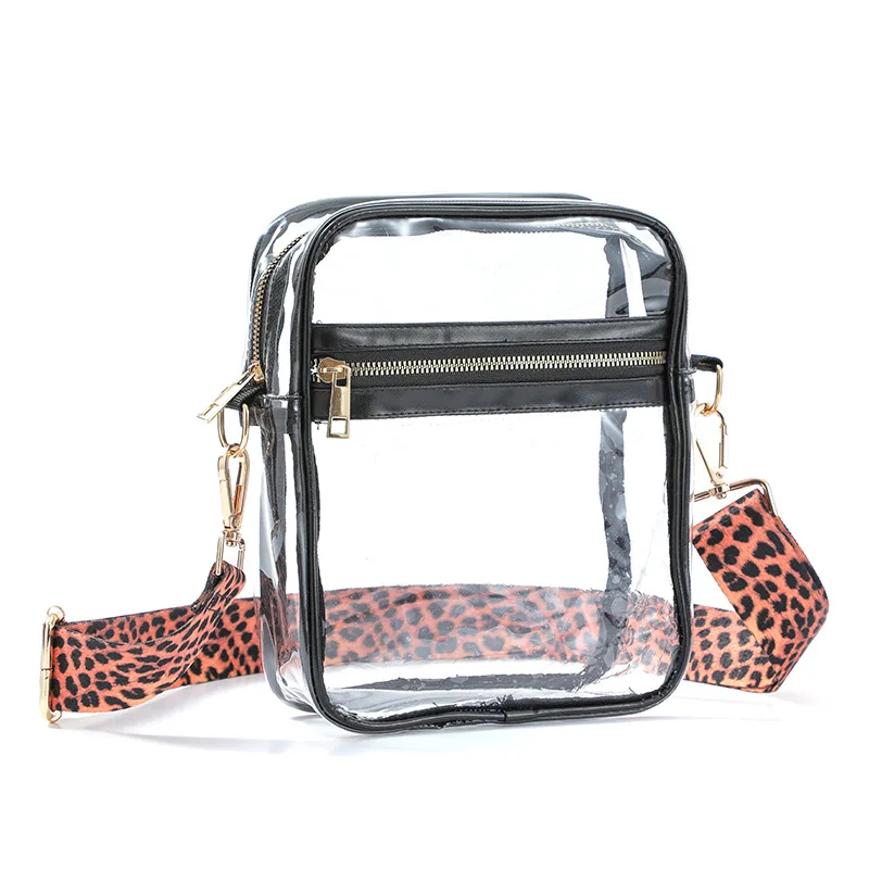 

Transparent Leopard Print One-shoulder Messenger Bag Purse Clear Stadium Approved for Men and Women Clear CrossBody Bag