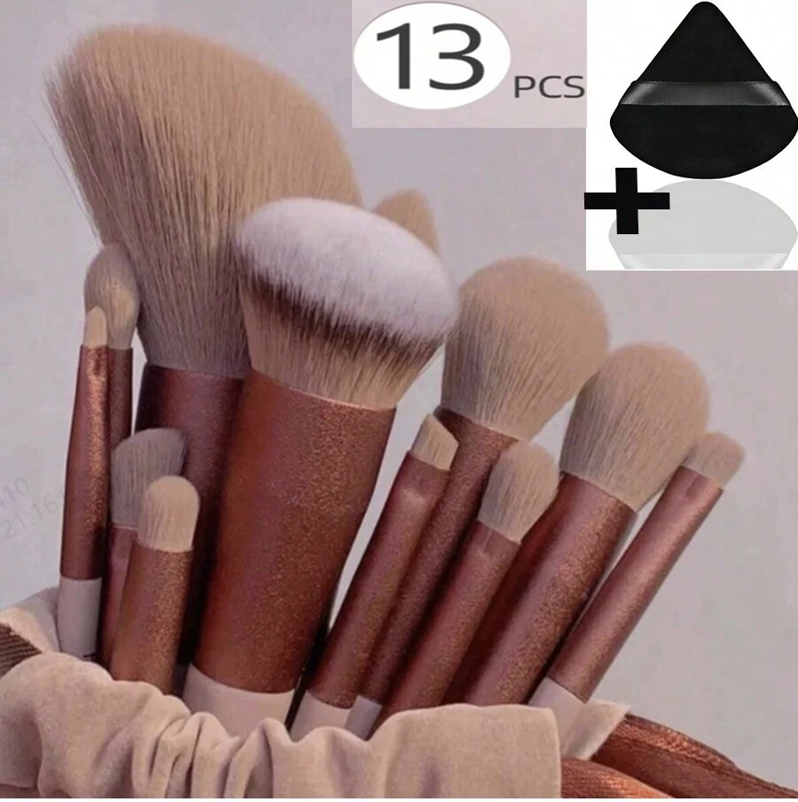 ชุดแปรงแต่งหน้า 13 ชิ้นพร้อมฟองน้ําสามเหลี่ยม – ของขวัญที่สมบูรณ์แบบ กลับไปที่โรงเรียน สิ่งจําเป็นสําหรับการเดินทาง ชุดเครื่องสําอางที่ต้องมี