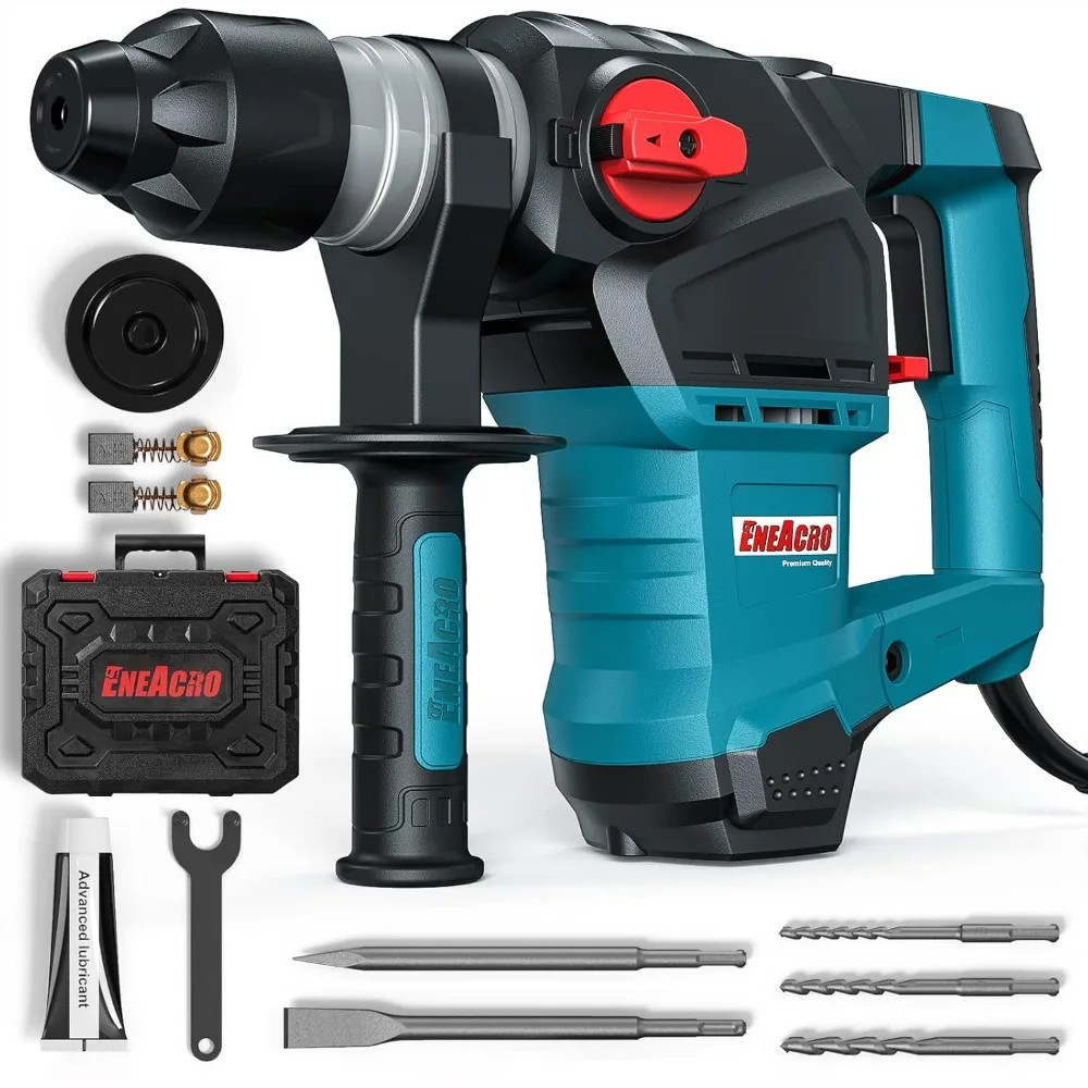 

ENEACRO 1-1/4 Inch SDS-Plus 12.5 Amp Heavy Duty Rotary Hammer Drill, Safety Clutch 3 Functions with Vibration Control