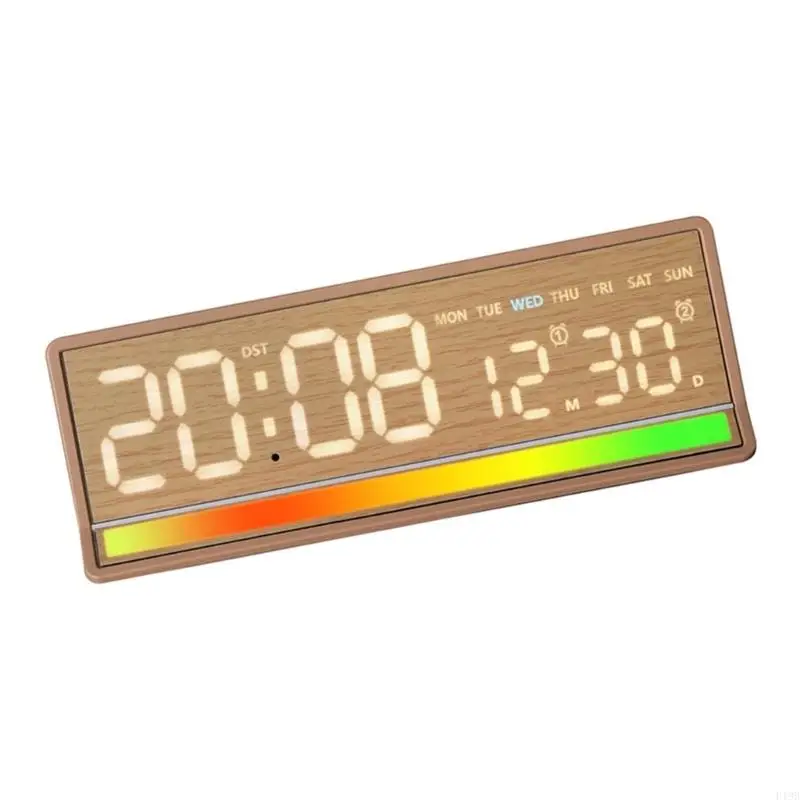 F19B Dynamic Rainbows Lighting Effect Clock with Precise Timekeeping Function Fun Sound Visual LED Digital Clock for Home