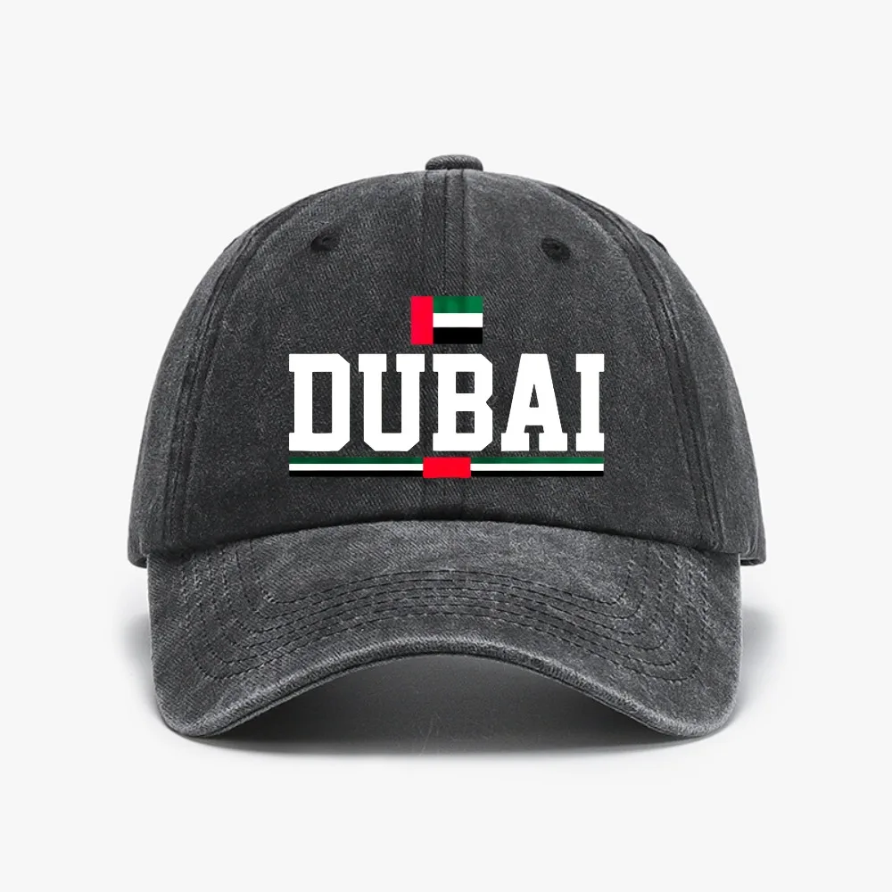 

Funny Dubai Washed Baseball Cap fashion casual Style Denim Caps Unisex Outdoor Sports Sunshade hat