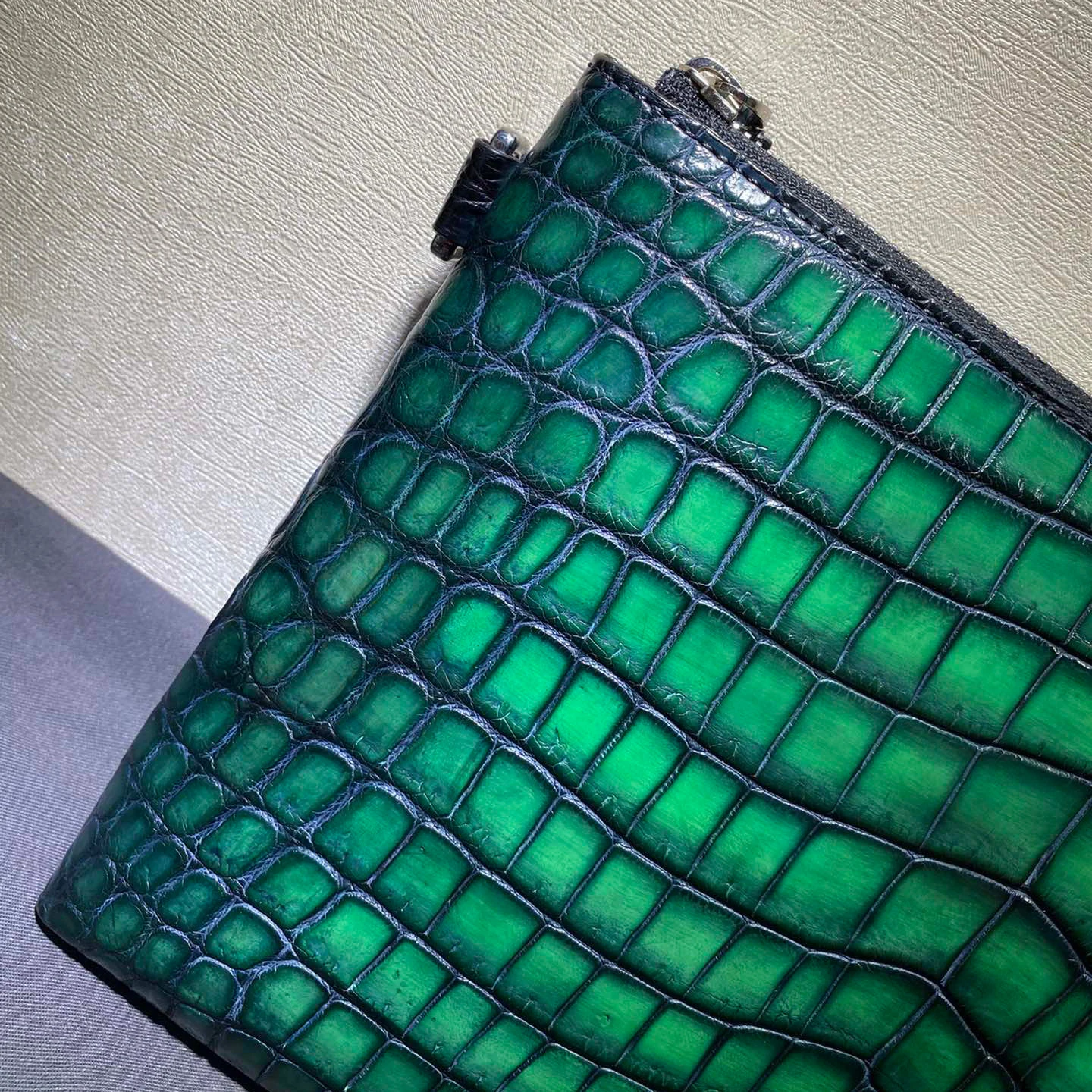 2023 Seetoo Nino Crocodile File Bag Envelope Hold Ykk Zipper Key Ring Credit Card Case Handmade Tawny 10 \