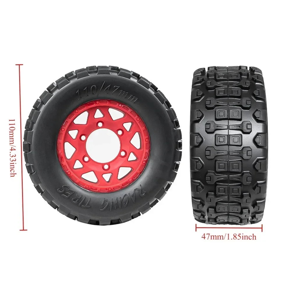 RC Car Tires 4pcs 110mm Rubber Tire Tyre for 12MM 14MM 17MM Replacmenet for TRX HSP Tamiya HPI Off-Road Vehicle Short TrucRC Car