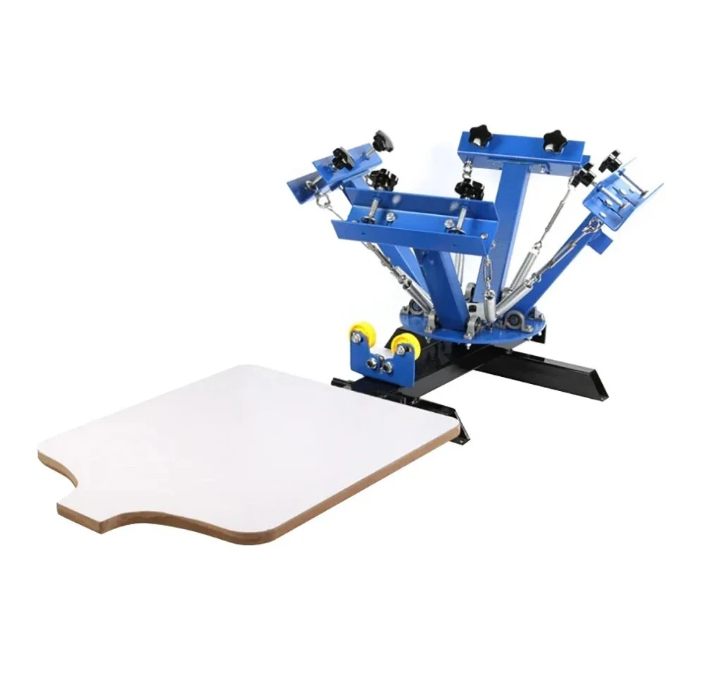 4 Color 1 Station Silk Screen Printing Machine 40*50CM T-shirt Press Making Carousel Printing Area