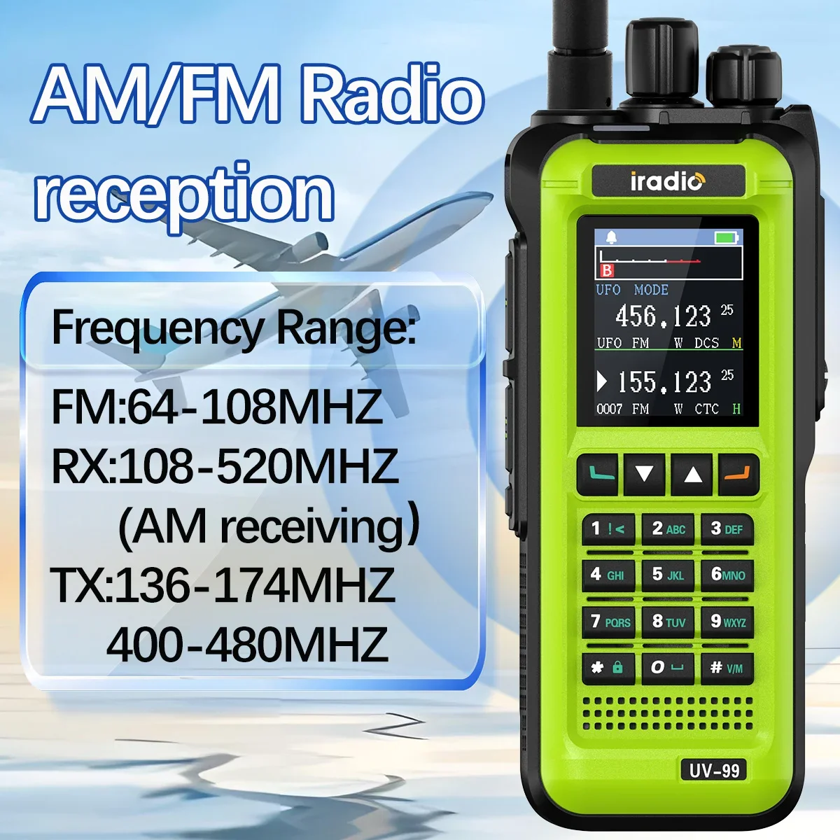 RT-UV99  20W Iradio Air Band Walkie Talkie Mutli Band High Power FM NOAA 1024CH Wireless Copy Frequency Long Range Type-C Ham