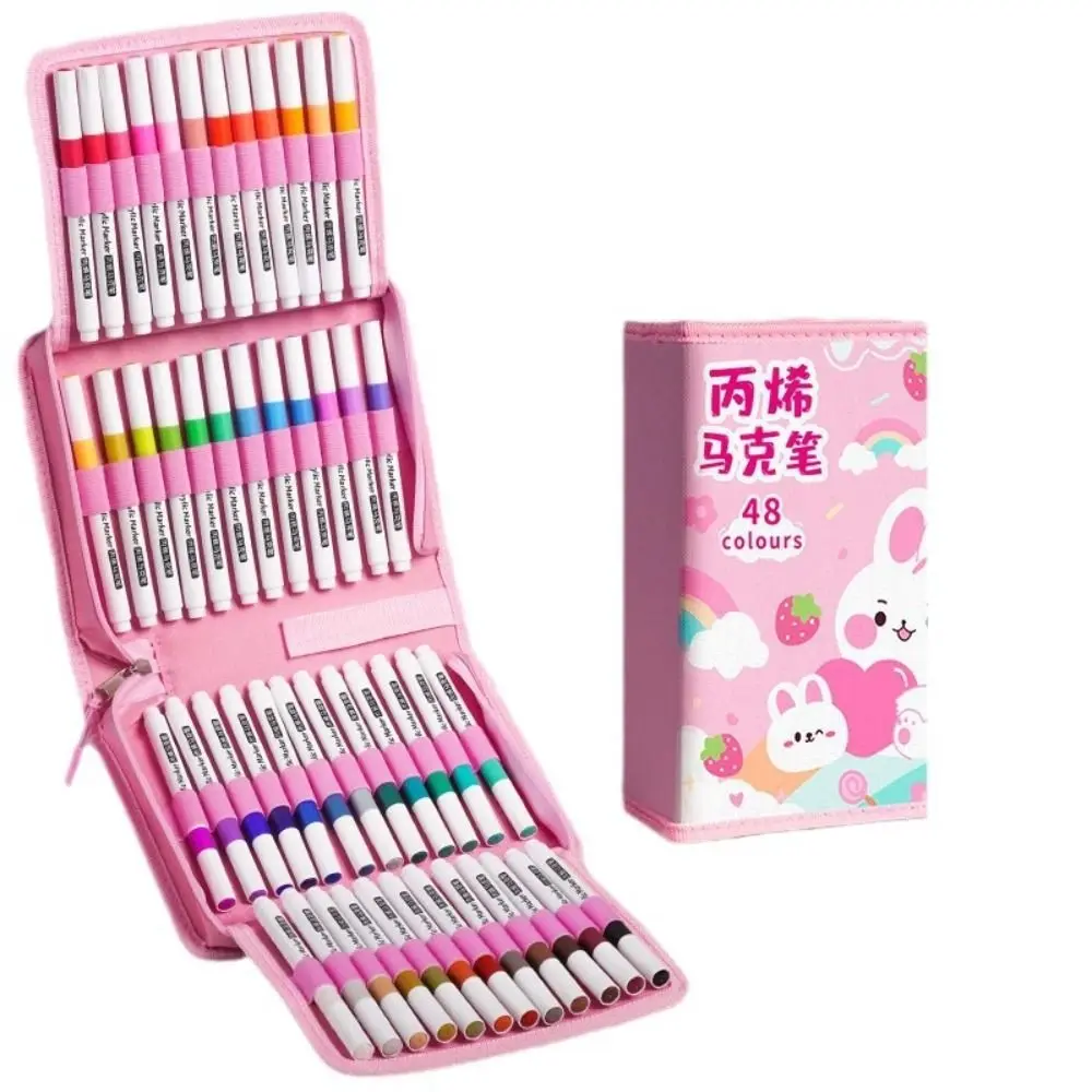Tas Penyimpanan Pena Seni Kapasitas Besar Tas Pensil Kantong Pena Penanda Ritsleting Lipat Organizer Pena Penanda untuk 24/36/48/60 Buah