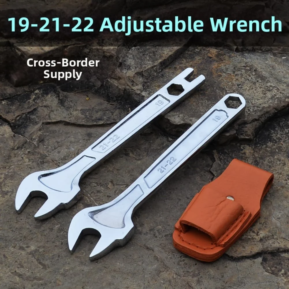 Scaffolder 4 Piece Wrench Set with Leather Cover Heat Treated Chrome Vanadium Steel for Heavy Duty Applications