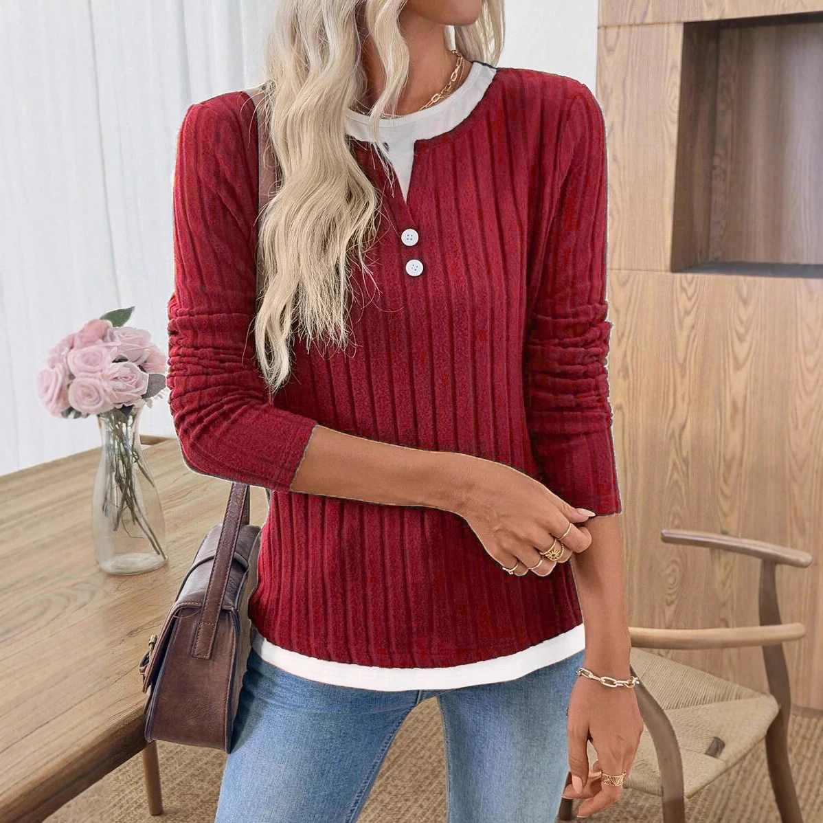 Comfortable Fashion Sweater Womens Knit Sweater Button Decoration Sweater Polyester Fabric Blend Medium Elasticity Stretch