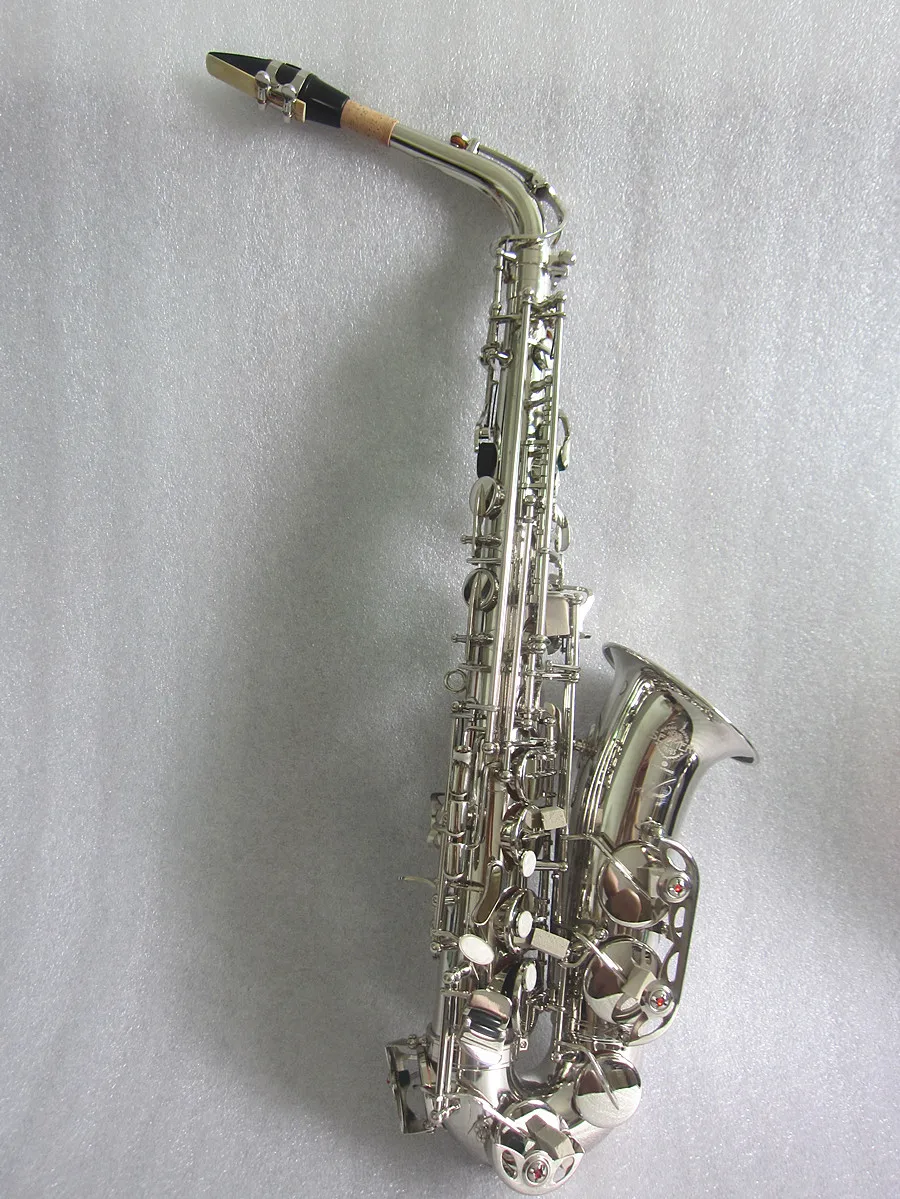 New Alto Saxophone Brass Nickel Silver Plated Body R54 Model Performance Musical Instrument With Case Accessories