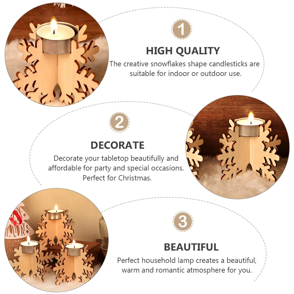 

12 Pcs Snowman Holder Wooden Christmas Decor Art Candlestick Festive Ornaments Desktop