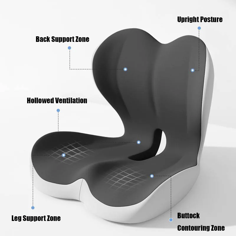 Lumbar Support Integrated Seat Cushion for Cars and Adults Office Backrest Cushion with Integrated Memory Foam Seat Pad