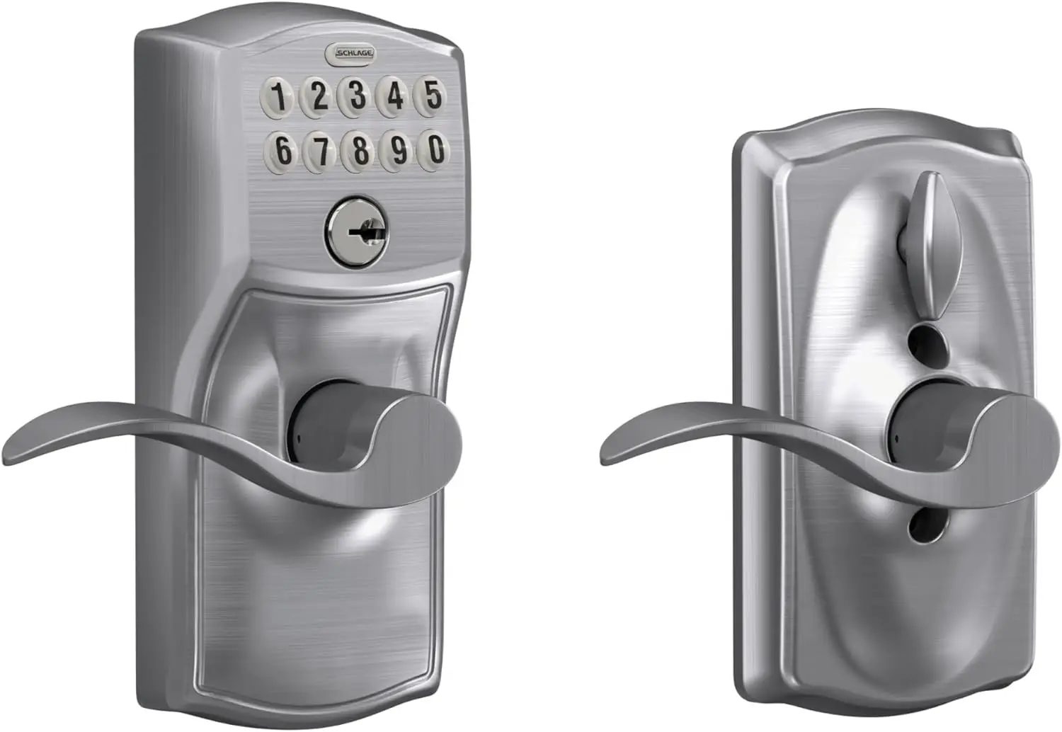 95 Cam 626 Acc Camelot Keypad Entry With Flex-Lock And Accent Levers, Brushed Chrome