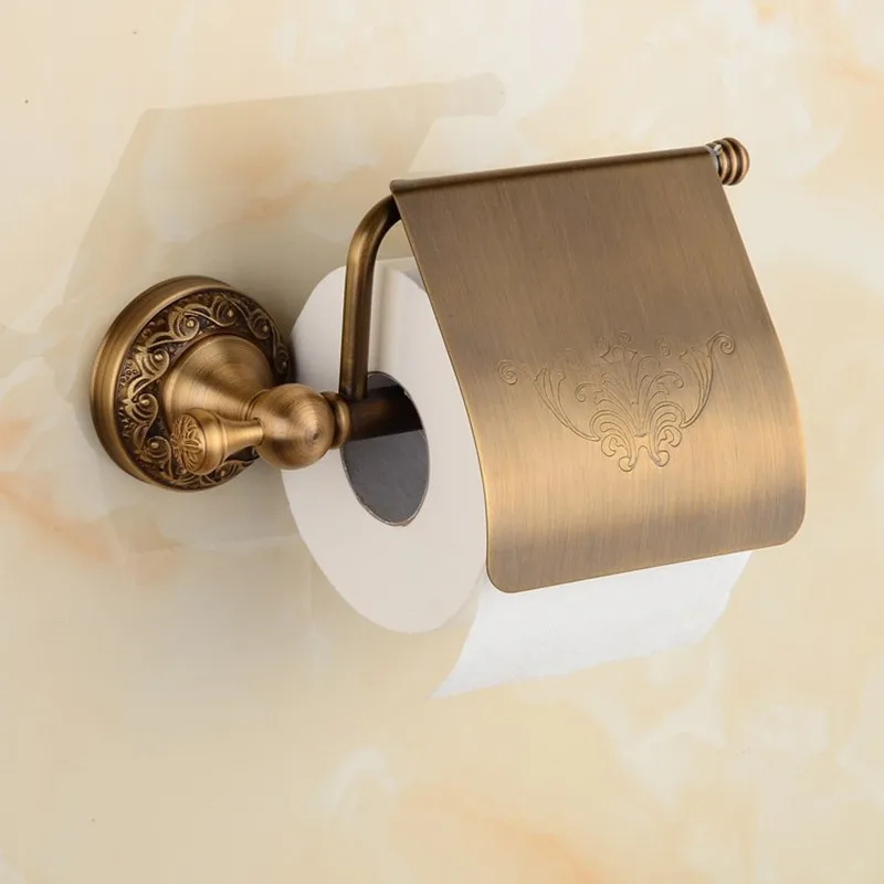 1 PCS Brass Imitation Black Antique Bathroom Toilet Tissue Holder With Carved Pattern Towel Holder