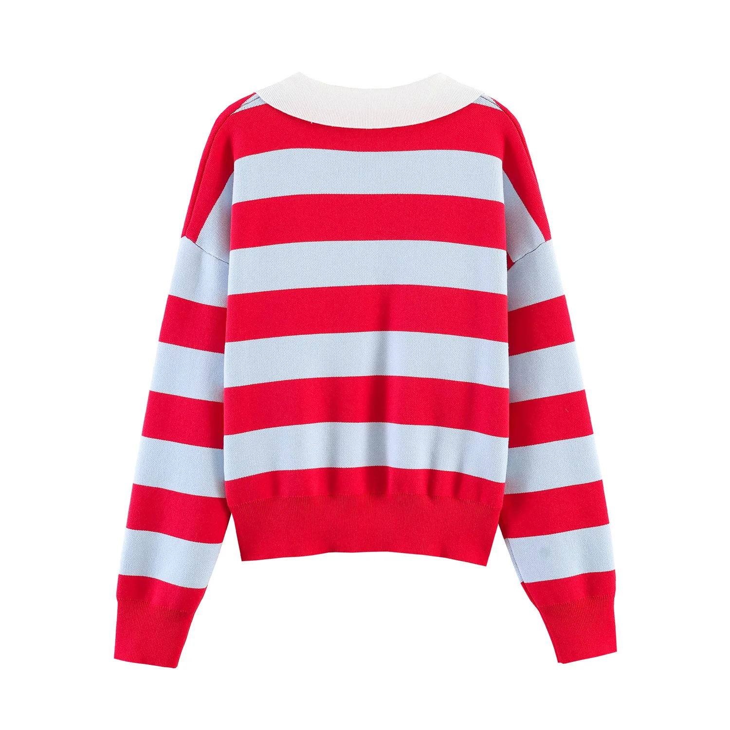 Withered 2026 Fashion European And American Style New Product Simple Striped Knitted Hoodie Versatile Polo Collar Sweater