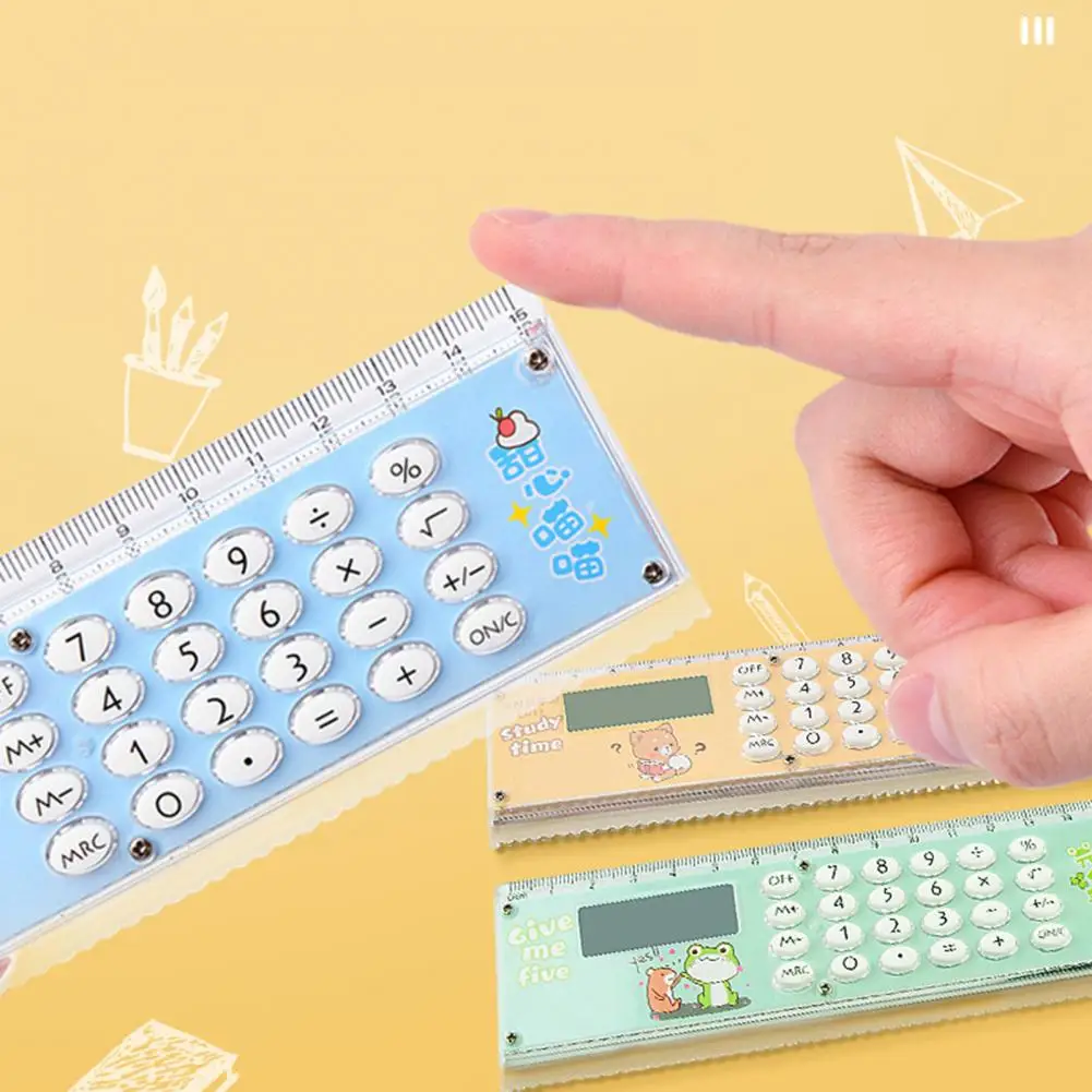 Calculadora de regla multifuncional 2 en 1, báscula de 15cm, 8 dígitos, portátil, funciona con batería, pantalla LCD, suministros de oficina