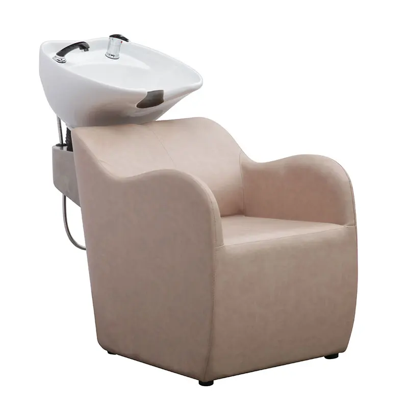 Wide Seat Hair Styling Shampoo Chair Customization Hair Chair Salon Beige Backwash Shampoo Bed Unit For Sale