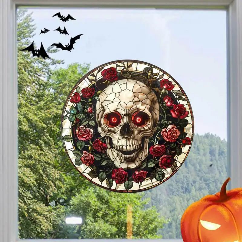 Halloween Decorations Window Clings Waterproof Window Clings Oil-proof Skull Window Sticker Reusable Easy Electrostatic Sticking