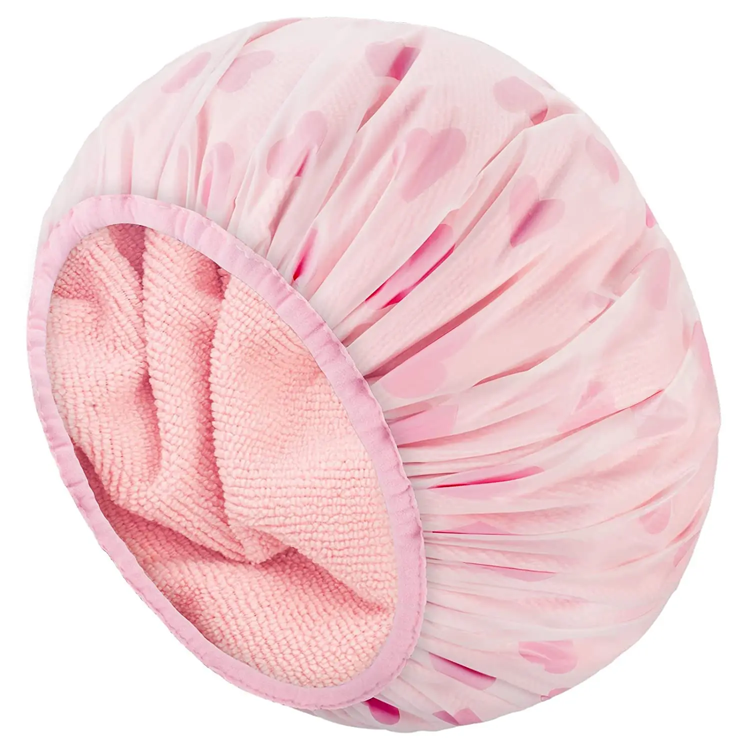 

Shower Cap, Shower Cap for Women Terry Cloth Lined EVA Exterior Reusable Double Layer Waterproof, Large Bath Hair Cap, Hot