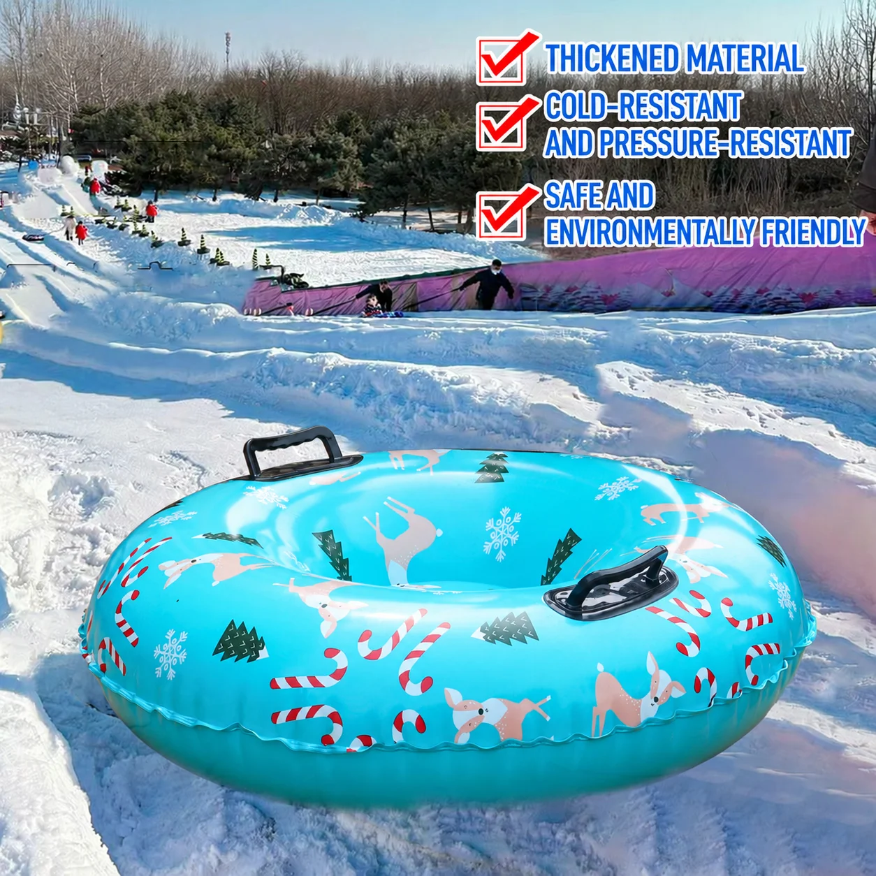 2027  New Large-size Anti-rollover Inflatable Snow Tube, Thickened Cold-resistant Snow Sled Mat for Adults, Outdoor Use